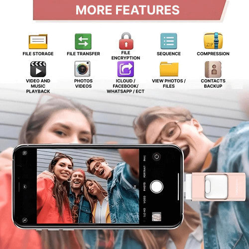 Lisslune | USB Flash Drive for iPhone & Android - 128GB High-Speed Storage for Photos, Videos, and Files Transfer
