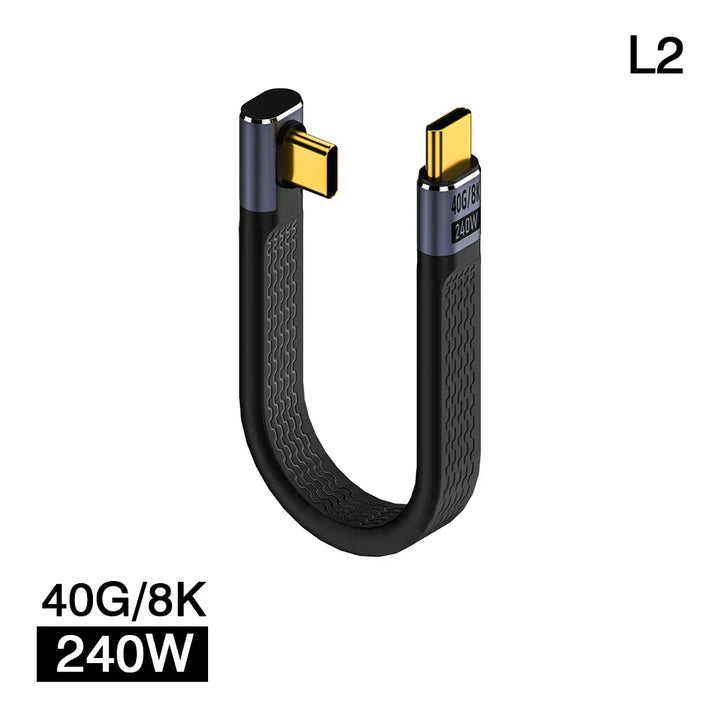Lisslune | USB4 Elbow Connector Cable – 240W, 40Gbps, 8K (1+1 FREE)