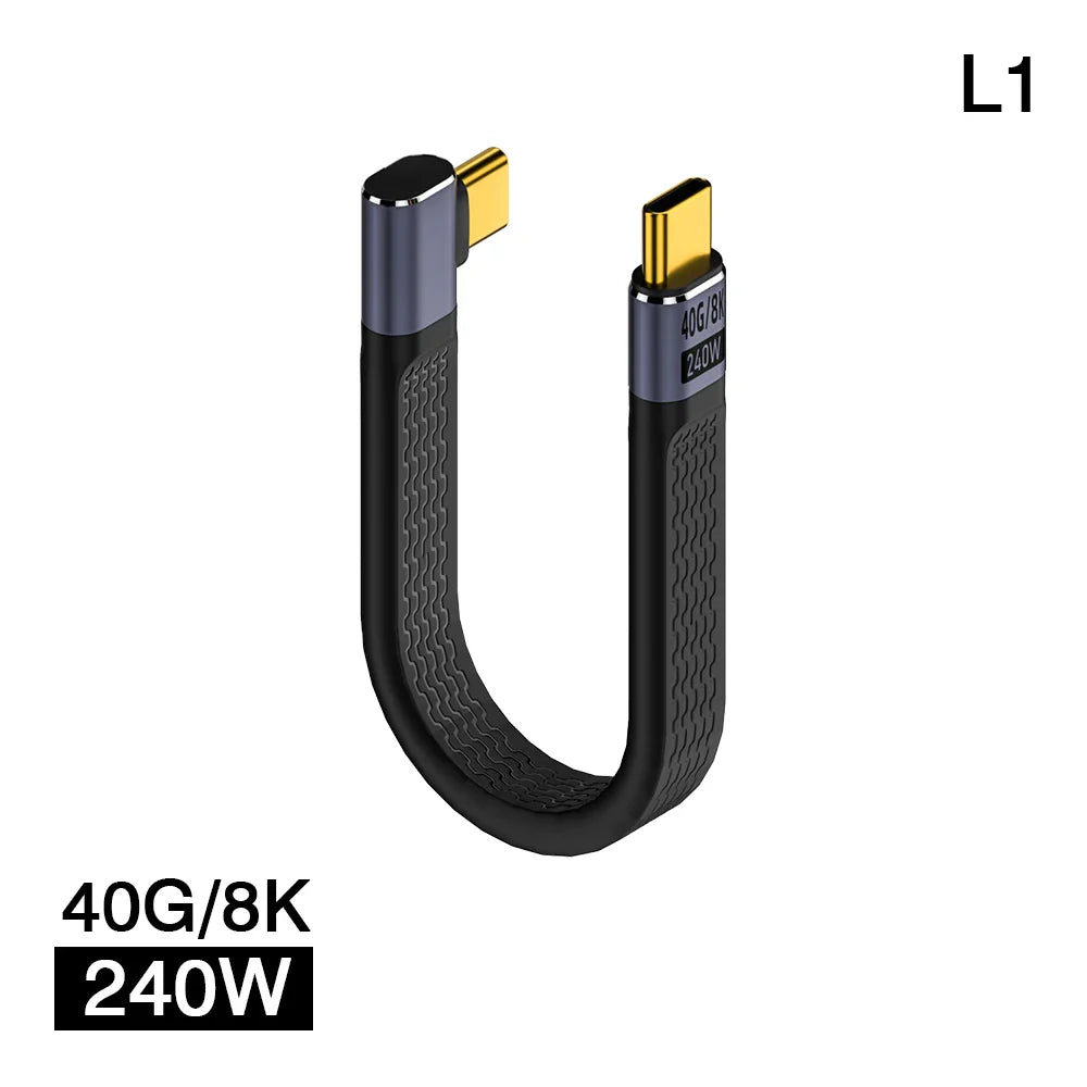 Lisslune | USB4 Elbow Connector Cable – 240W, 40Gbps, 8K (1+1 FREE)