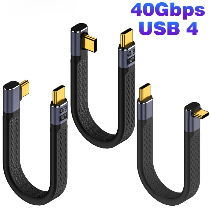 Lisslune | USB4 Elbow Connector Cable – 240W, 40Gbps, 8K (1+1 FREE)