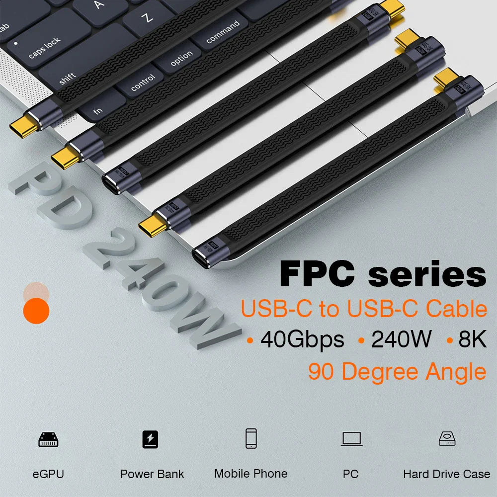 Lisslune | USB4 Elbow Connector Cable – 240W, 40Gbps, 8K (1+1 FREE)