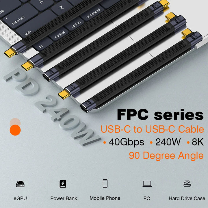 Lisslune | USB4 Elbow Connector Cable – 240W, 40Gbps, 8K (1+1 FREE)