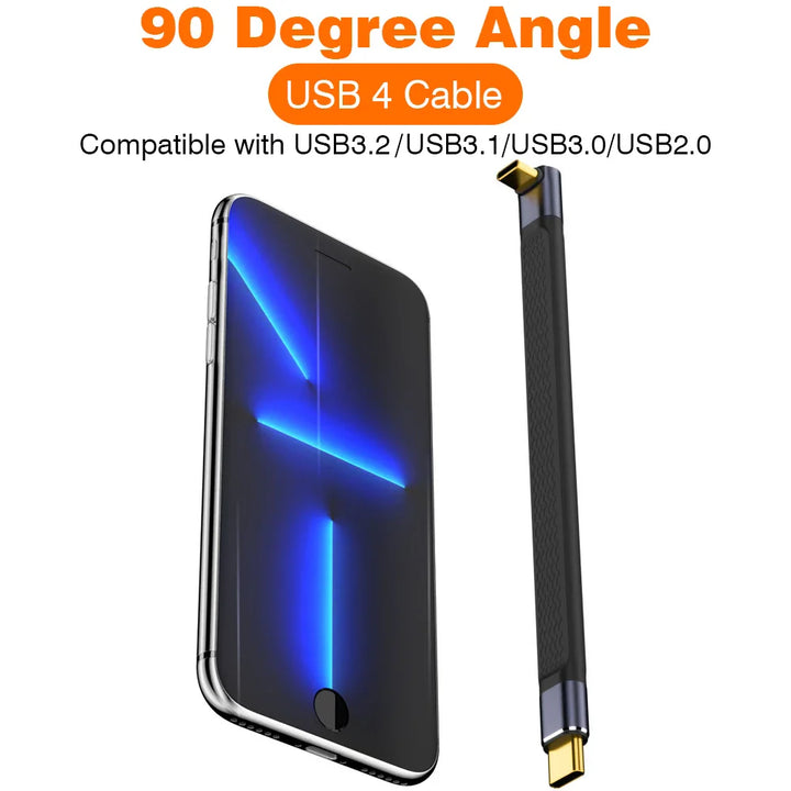 Lisslune | USB4 Elbow Connector Cable – 240W, 40Gbps, 8K (1+1 FREE)