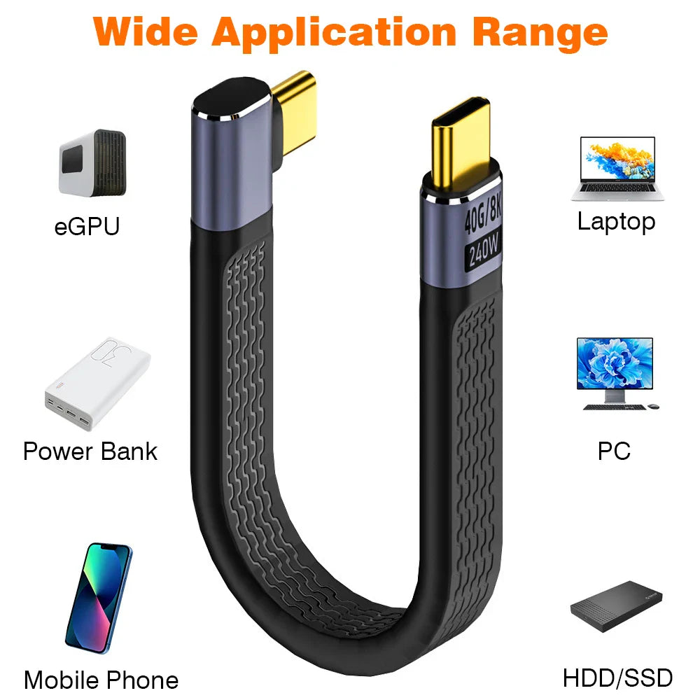 Lisslune | USB4 Elbow Connector Cable – 240W, 40Gbps, 8K (1+1 FREE)