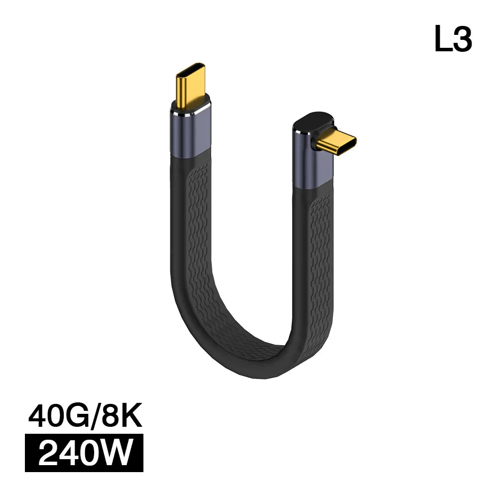 Lisslune | USB4 Elbow Connector Cable – 240W, 40Gbps, 8K (1+1 FREE)