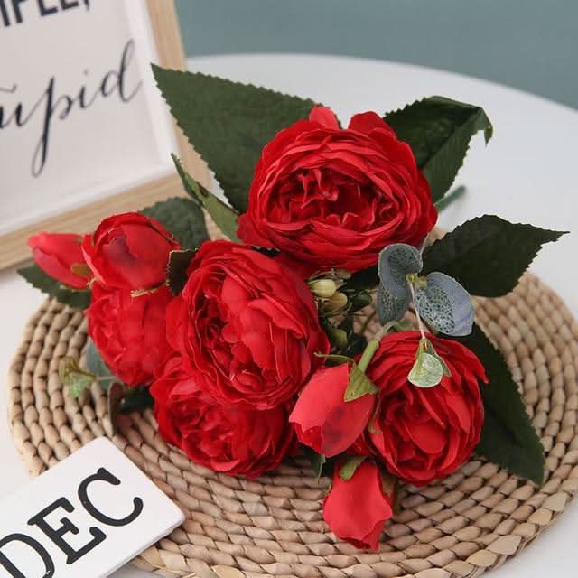 Lisslune | Artificial Peony Bouquet with Blossoms and Buds