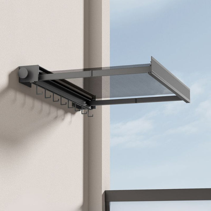 Lisslune | Wall-Mounted Clothes Drying Rack with Grid Shelf and Hook Rail – Space-Saving Laundry Solution