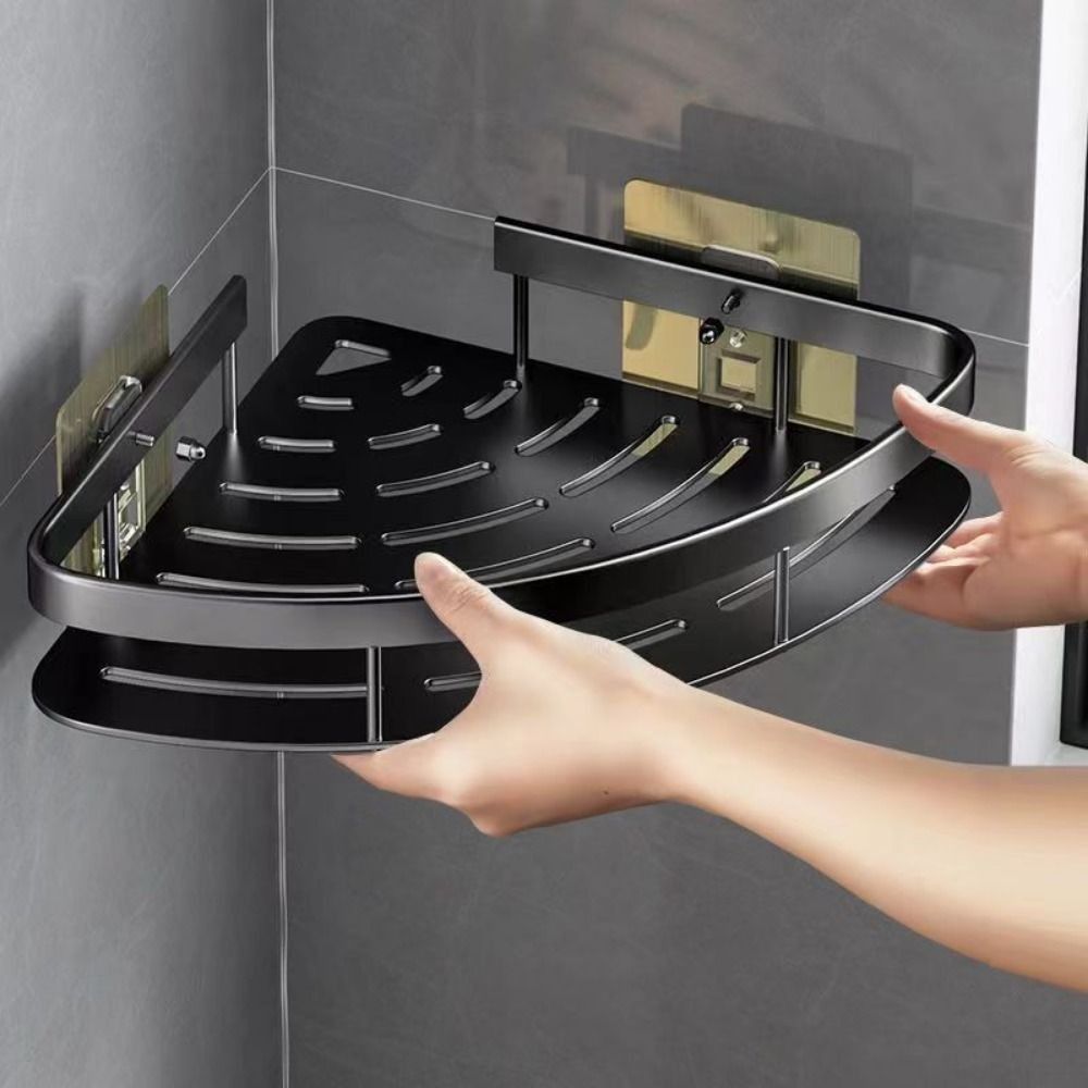 Lisslune | Corner Holder Aluminum Wall Shelf – Space-Saving Bathroom Organizer Without Drilling