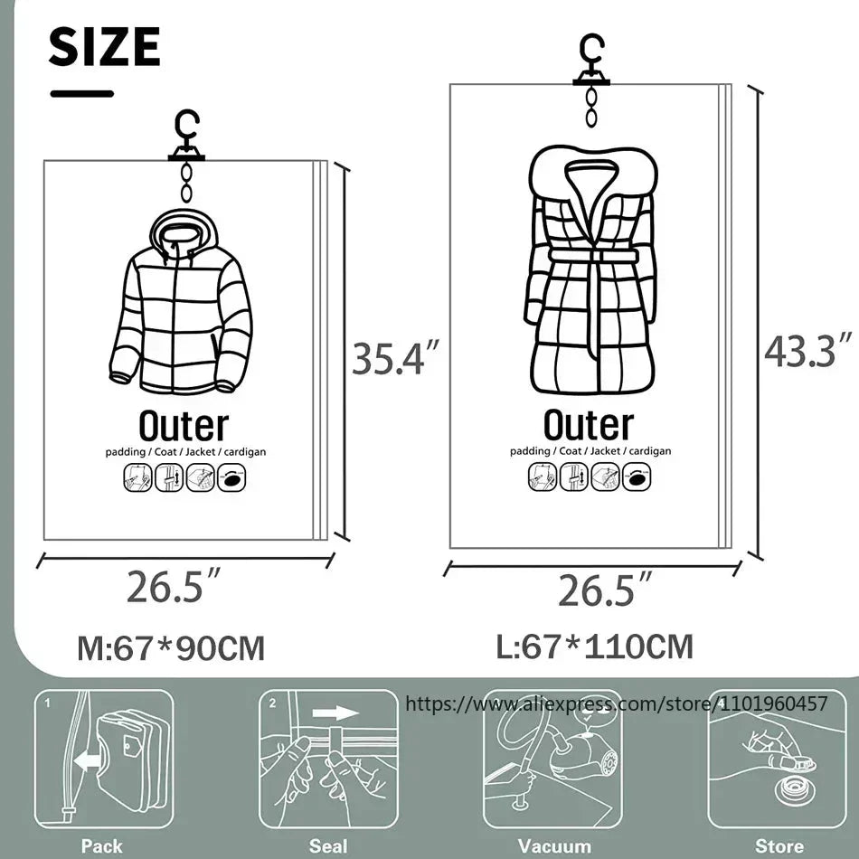 Lisslune | Vacuum Storage Bags – Space-Saving Clothing Organizer – Dust and Moisture Protection – Reusable Wardrobe Solution