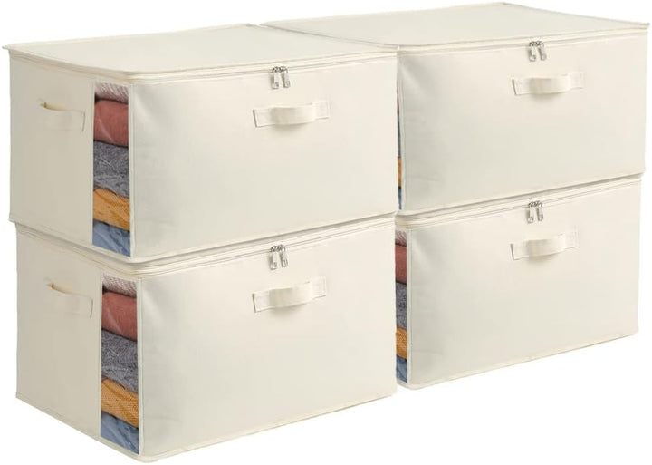Lisslune | Canvas Clothes Storage Organiser Set – Dual Zipper Bag with Handles & Window