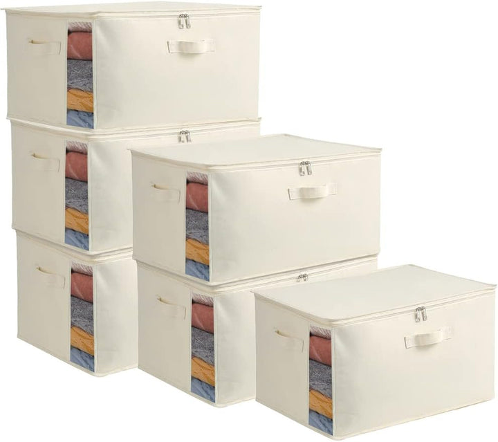 Lisslune | Canvas Clothes Storage Organiser Set – Dual Zipper Bag with Handles & Window