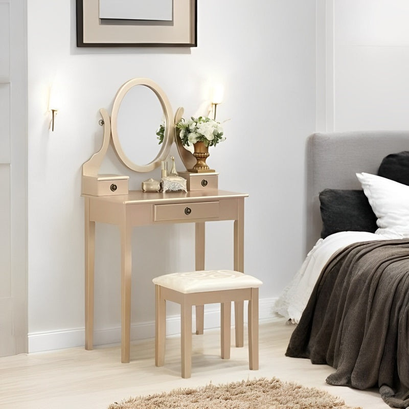 Lisslune | Makeup Vanity with Mirror and Upholstered Stool