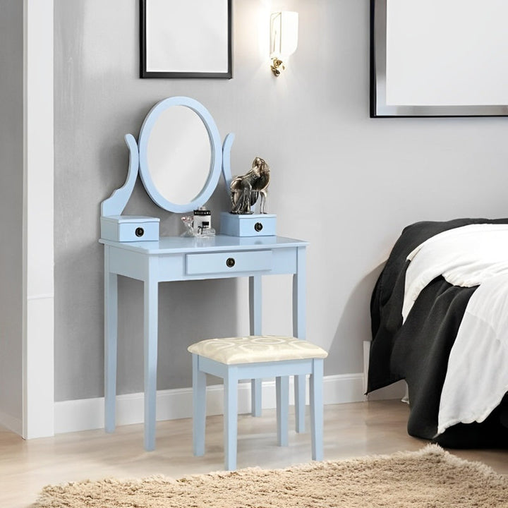 Lisslune | Makeup Vanity with Mirror and Upholstered Stool