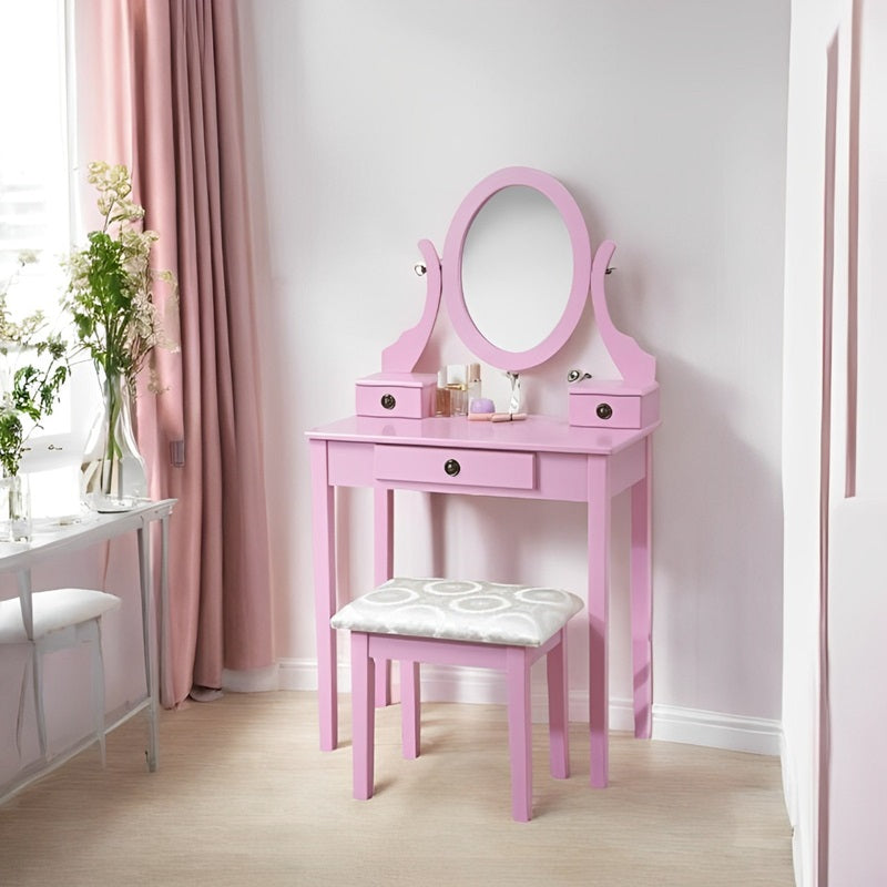 Lisslune | Makeup Vanity with Mirror and Upholstered Stool