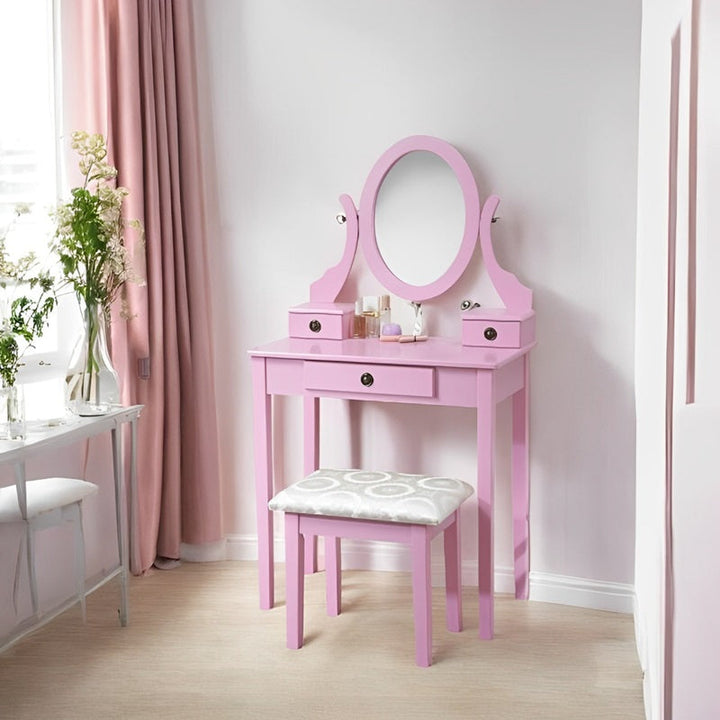 Lisslune | Makeup Vanity with Mirror and Upholstered Stool