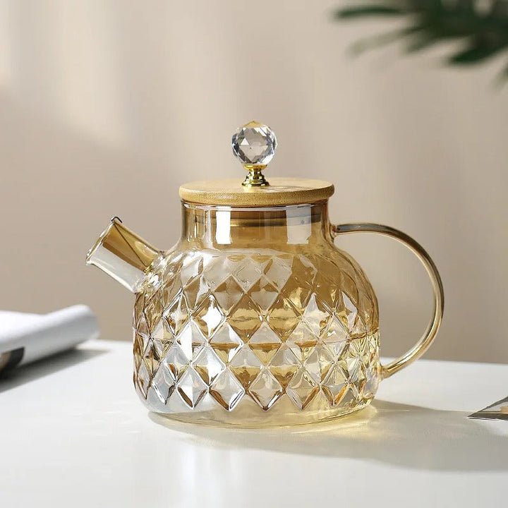 Lisslune | Classic Crystal Teapot | Glass & Wood