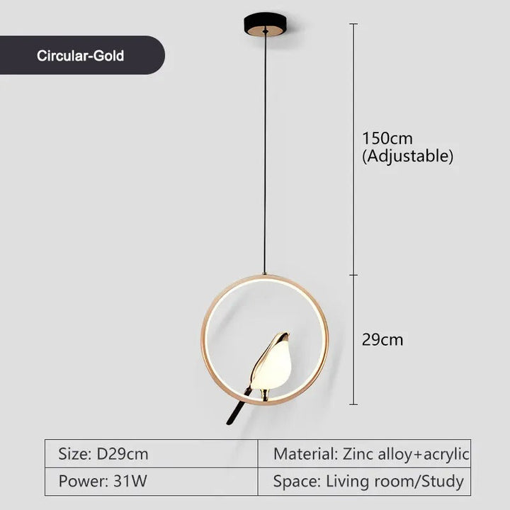 Lisslune | Circle Pendant Lamp with Bird Motifs – Modern Lighting Fixture for Home Decor & Unique Ceiling Design
