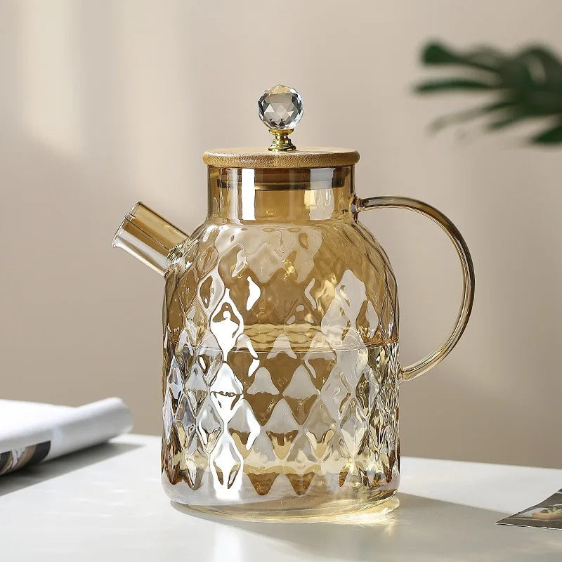 Lisslune | Classic Crystal Teapot | Glass & Wood