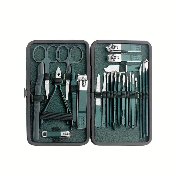 Lisslune | Stainless Steel Grooming Set | 7, 13, or 24-Piece Kits for Manicures & Pedicures at Home or Travel