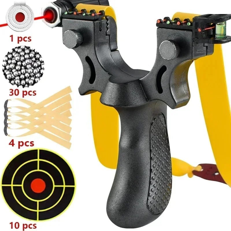 Lisslune | Slingshot with Anti-Slip Grip | Built-in Laser & Level for Precision Shooting