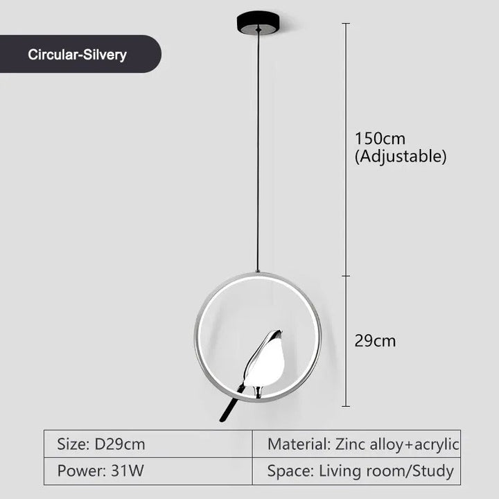 Lisslune | Circle Pendant Lamp with Bird Motifs – Modern Lighting Fixture for Home Decor & Unique Ceiling Design