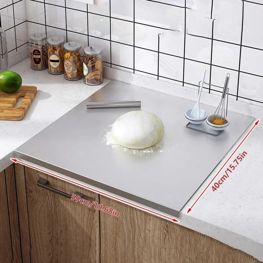 Lisslune | High-quality cutting board made of stainless steel with edge – ideal for homemade pizza, pastries, and more!
