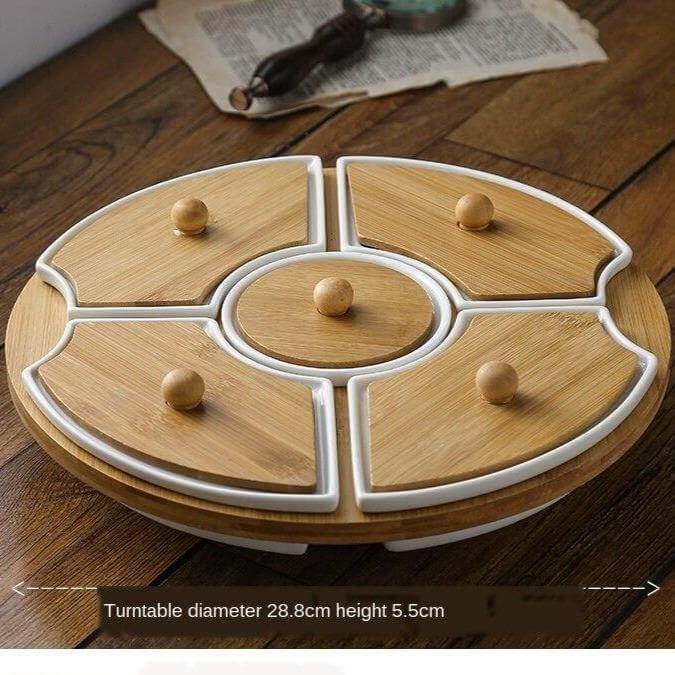 Lisslune | Five Grid Rotating Ceramic Breakfast Platter
