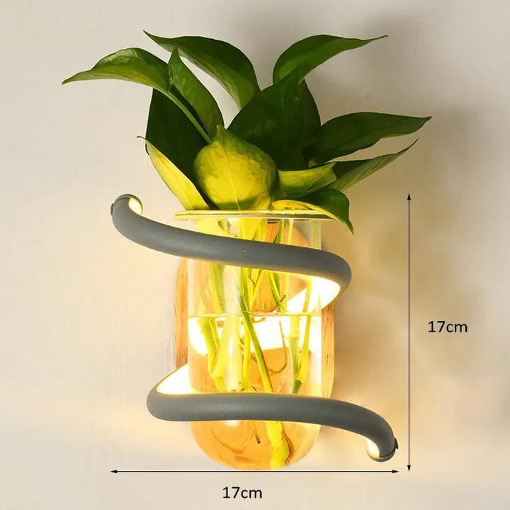 Lisslune | VASELUX – Wooden Wall Lamp with Integrated LED & Decorative Vase