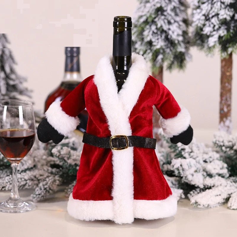 Lisslune | Velvet Christmas Wine Bottle Covers – Stylish Dress Set for Festive Table Décor & Perfect Holiday Gifts