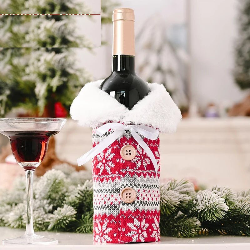 Lisslune | Velvet Christmas Wine Bottle Covers – Stylish Dress Set for Festive Table Décor & Perfect Holiday Gifts