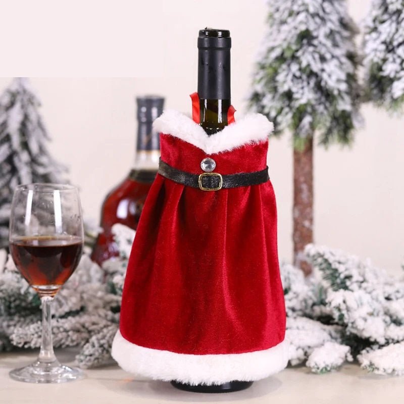 Lisslune | Velvet Christmas Wine Bottle Covers – Stylish Dress Set for Festive Table Décor & Perfect Holiday Gifts