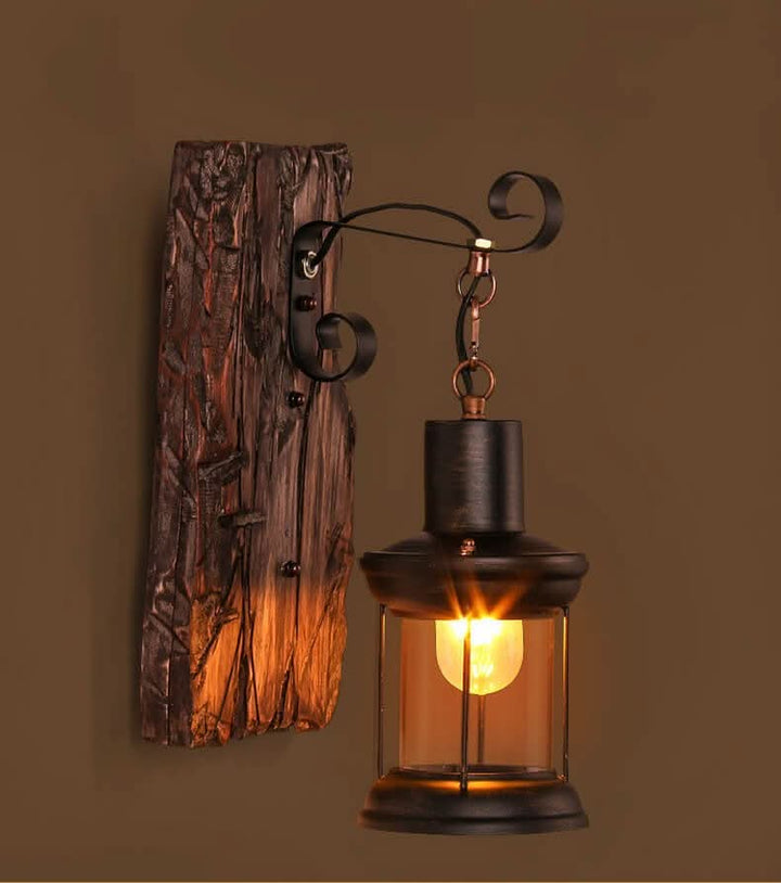 Lisslune | Veritas Wall Lamp – Glass Cylinder with Wooden Base & Modern LED Design