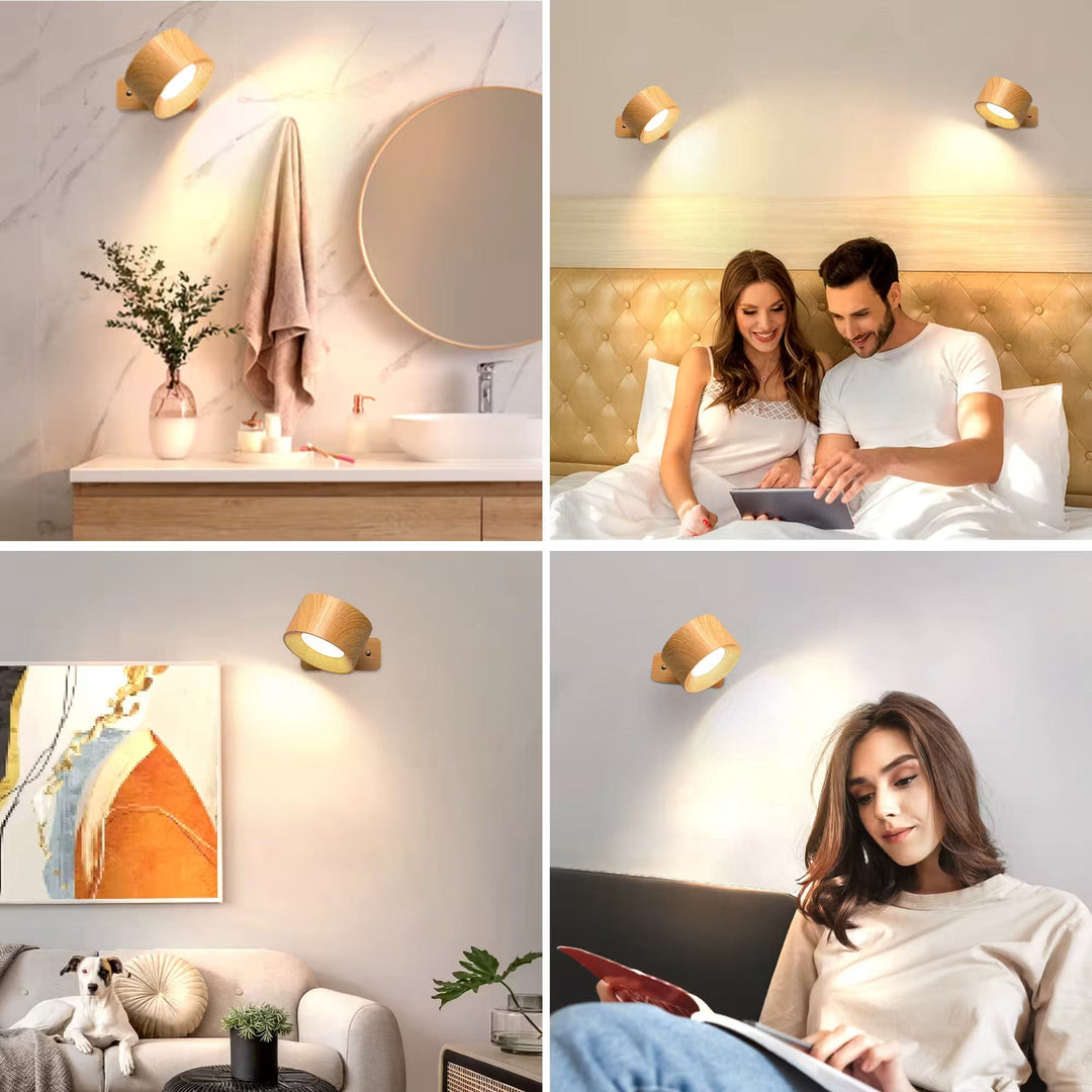 Lisslune | Battery Operated Wall Light | Rechargeable, 360° Adjustable & Wireless for Modern Interiors