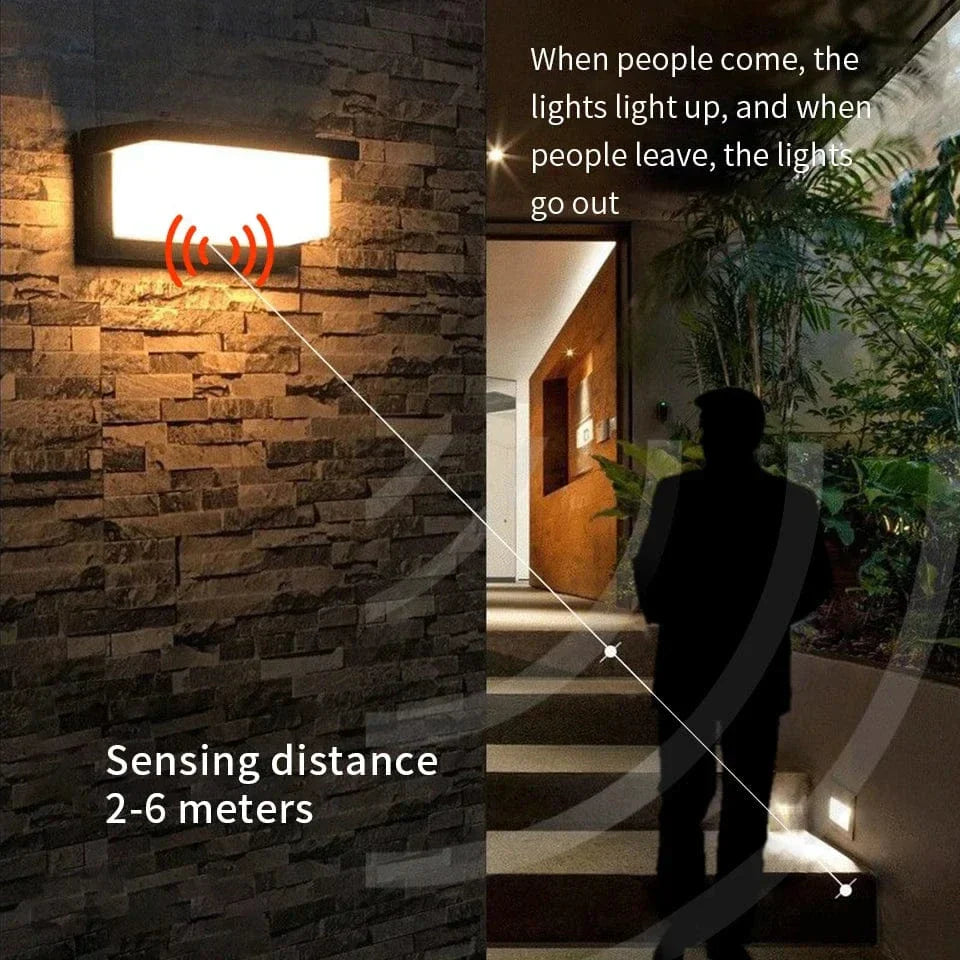 Lisslune | LED Outdoor Wall Light | Waterproof, PIR Motion Sensor for Balconies, Porches & Gardens