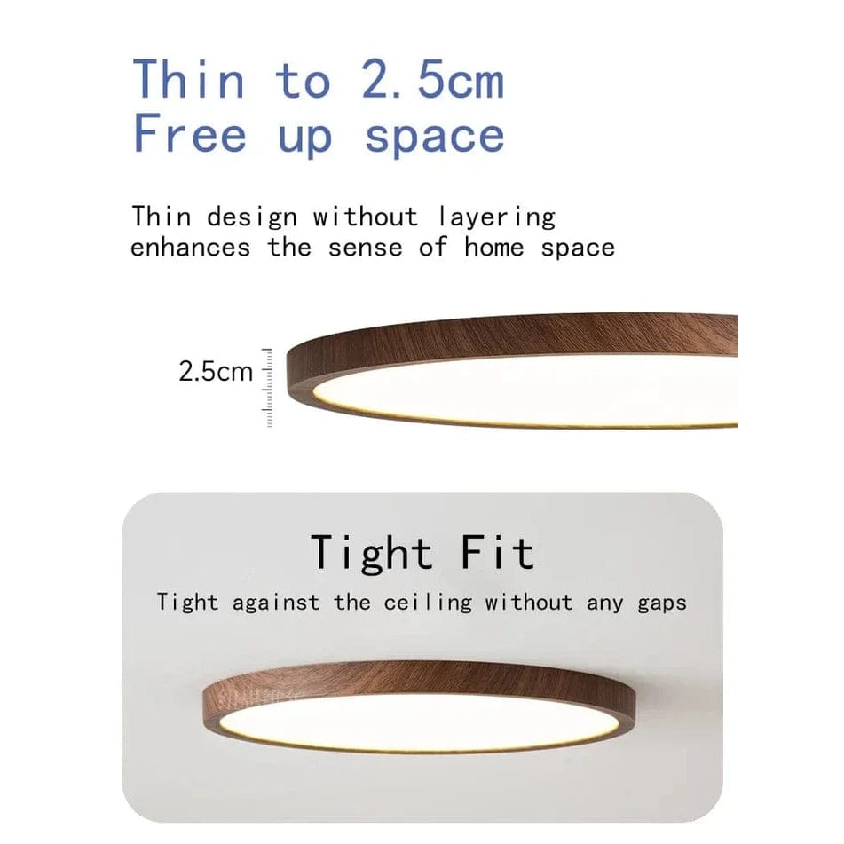 Lisslune | LED Ceiling Light | Ultrathin Wood Grain Design, Dustproof & Dimmable for Modern Interiors