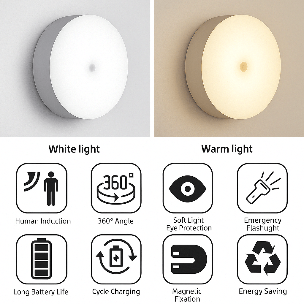 Lisslune | Rechargeable Motion Sensor LED Light | Energy-Saving, USB Rechargeable & Ideal for Hallways, Stairs, Wardrobes & Cupboards