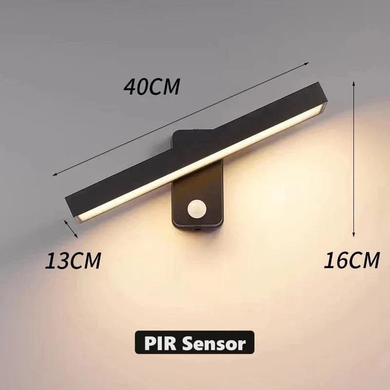 Lisslune | PIR Motion Sensor Outdoor Wall Light | IP65 Waterproof, Rotatable Design & Adjustable Length for Gardens and Entrances
