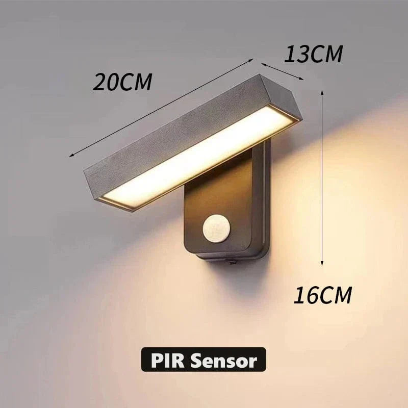 Lisslune | PIR Motion Sensor Outdoor Wall Light | IP65 Waterproof, Rotatable Design & Adjustable Length for Gardens and Entrances