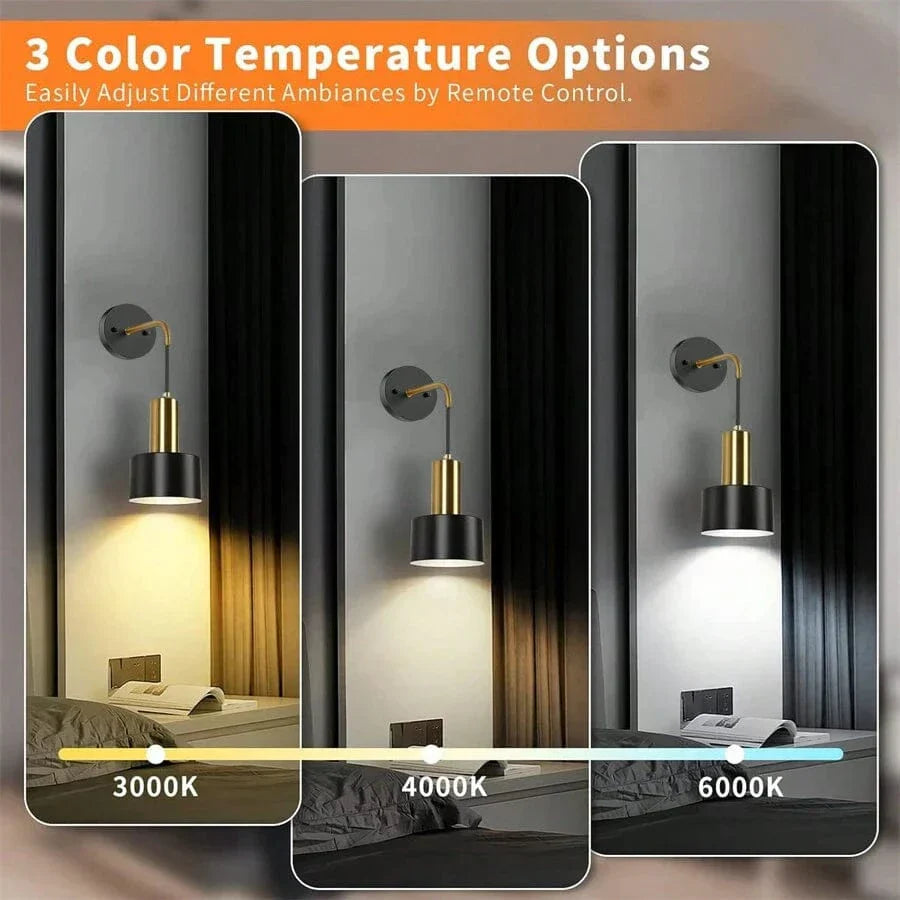 Lisslune | Wireless Rechargeable Wall Lamp | Remote Control, Adjustable Brightness & Color Temperature for Bedrooms and Foyers