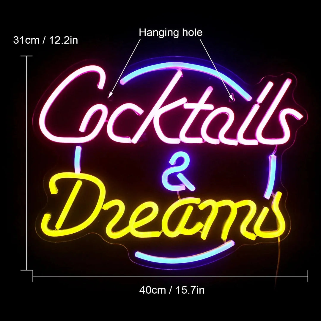 Lisslune | Lively Cocktails & Beer LED Neon Wall Sign