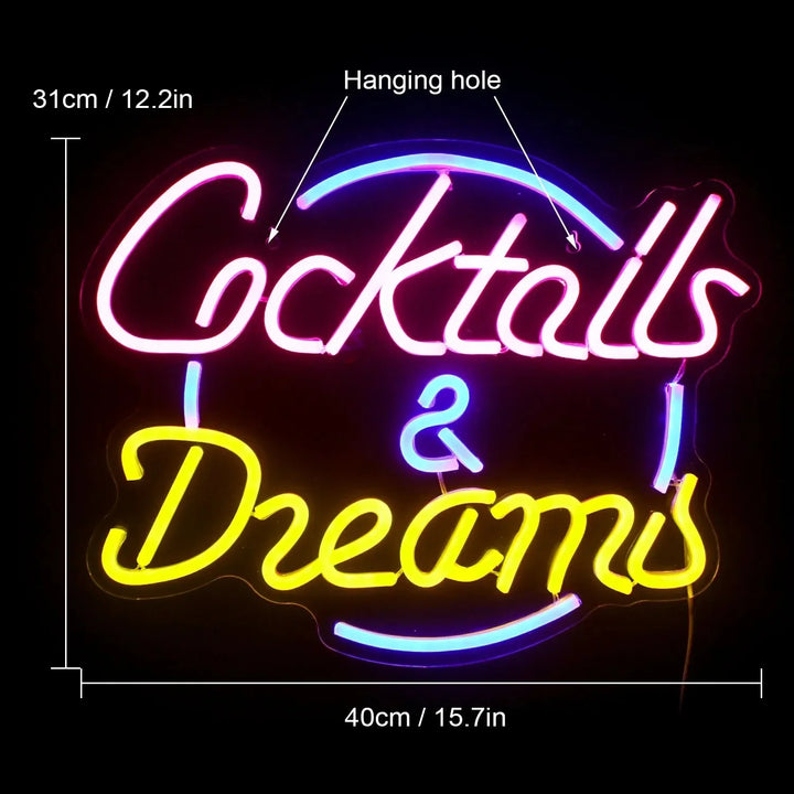Lisslune | Lively Cocktails & Beer LED Neon Wall Sign