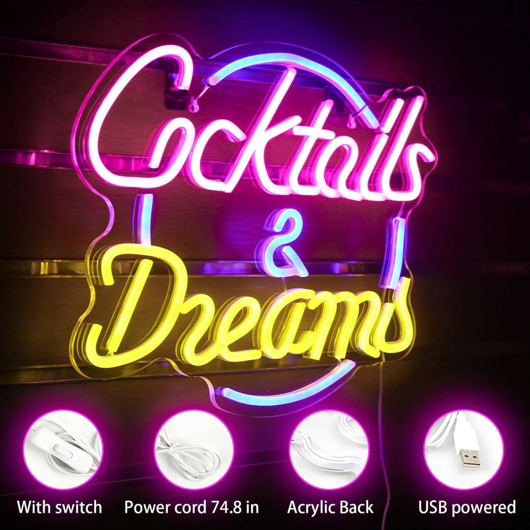 Lisslune | Lively Cocktails & Beer LED Neon Wall Sign