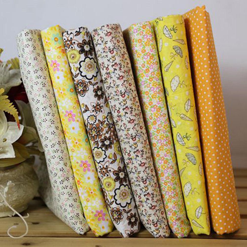 Lisslune | Beautiful Flower & Polka Dot Cotton Fabric Squares Set - 7 Unique Designs, 25x25cm