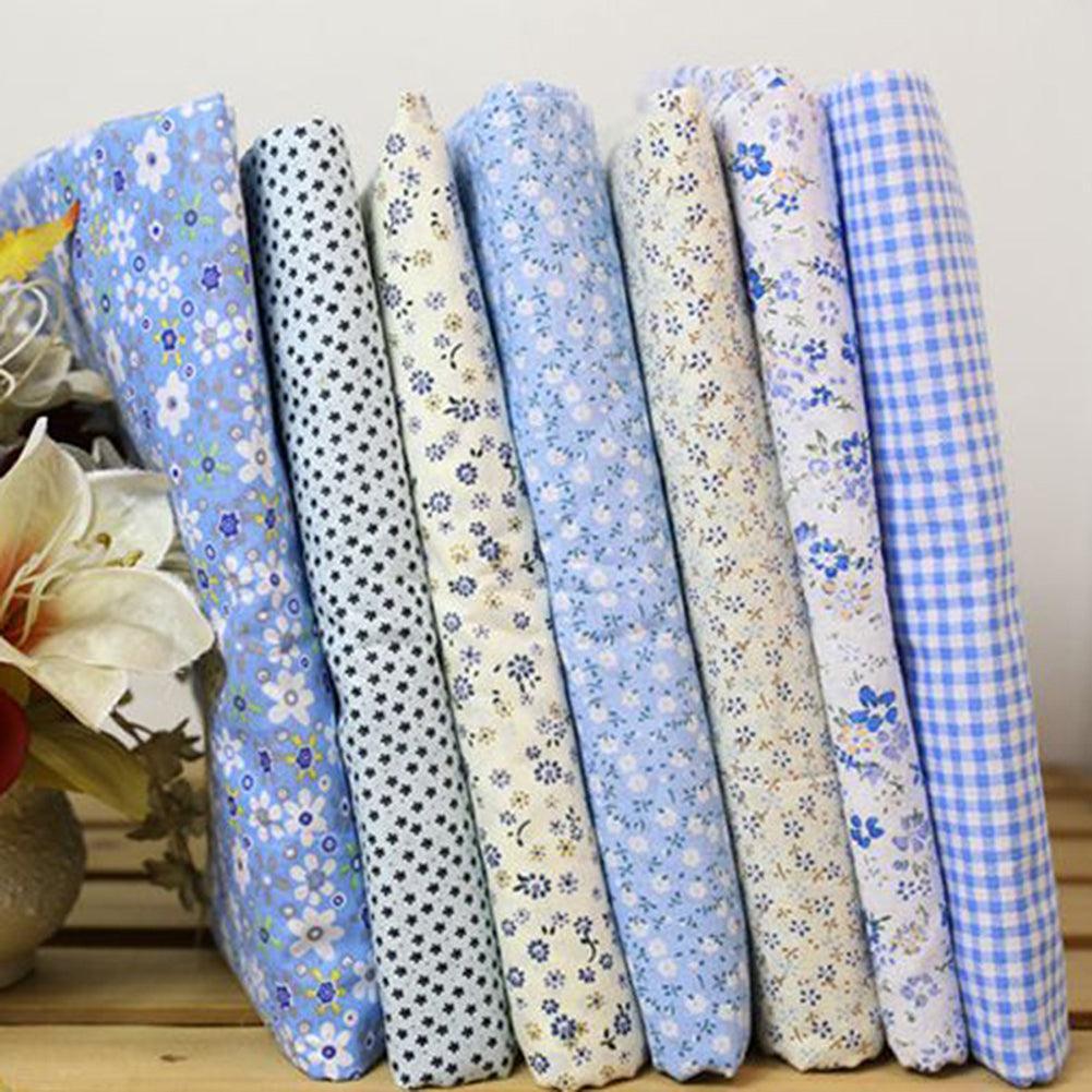 Lisslune | Beautiful Flower & Polka Dot Cotton Fabric Squares Set - 7 Unique Designs, 25x25cm