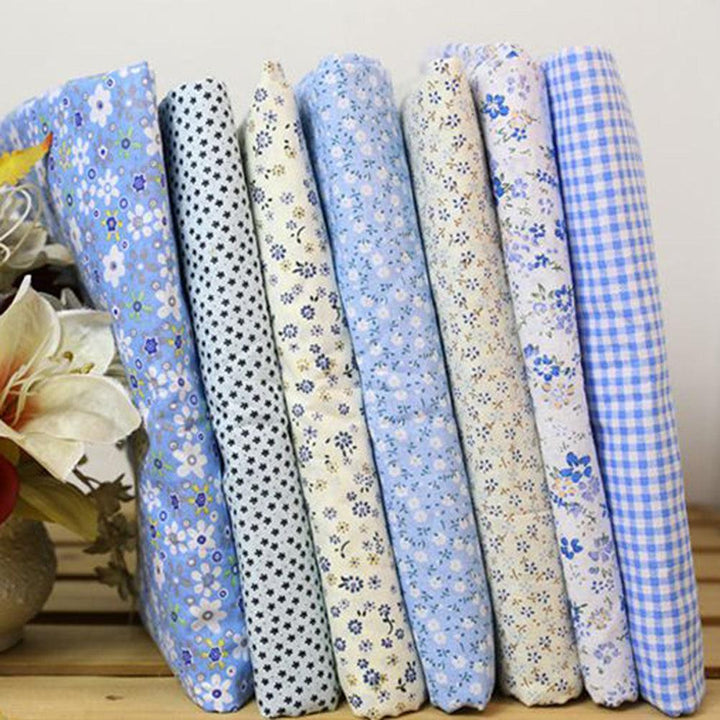 Lisslune | Beautiful Flower & Polka Dot Cotton Fabric Squares Set - 7 Unique Designs, 25x25cm