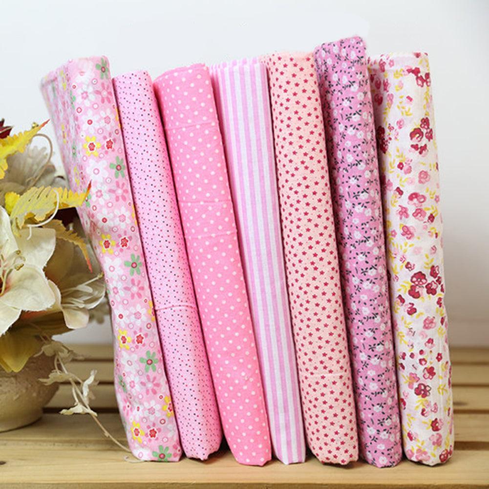 Lisslune | Beautiful Flower & Polka Dot Cotton Fabric Squares Set - 7 Unique Designs, 25x25cm