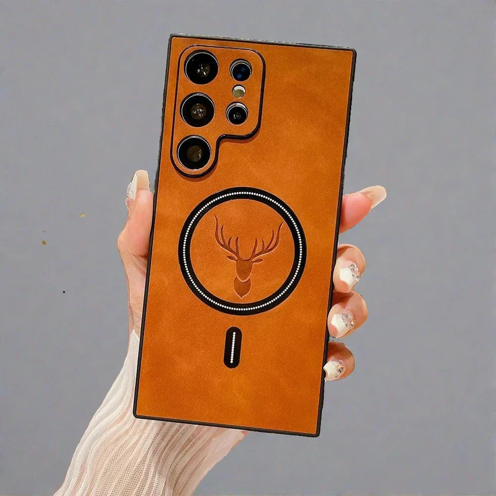 Lisslune | Leather Case for Samsung Phone | Magnetic Wireless Charging Case