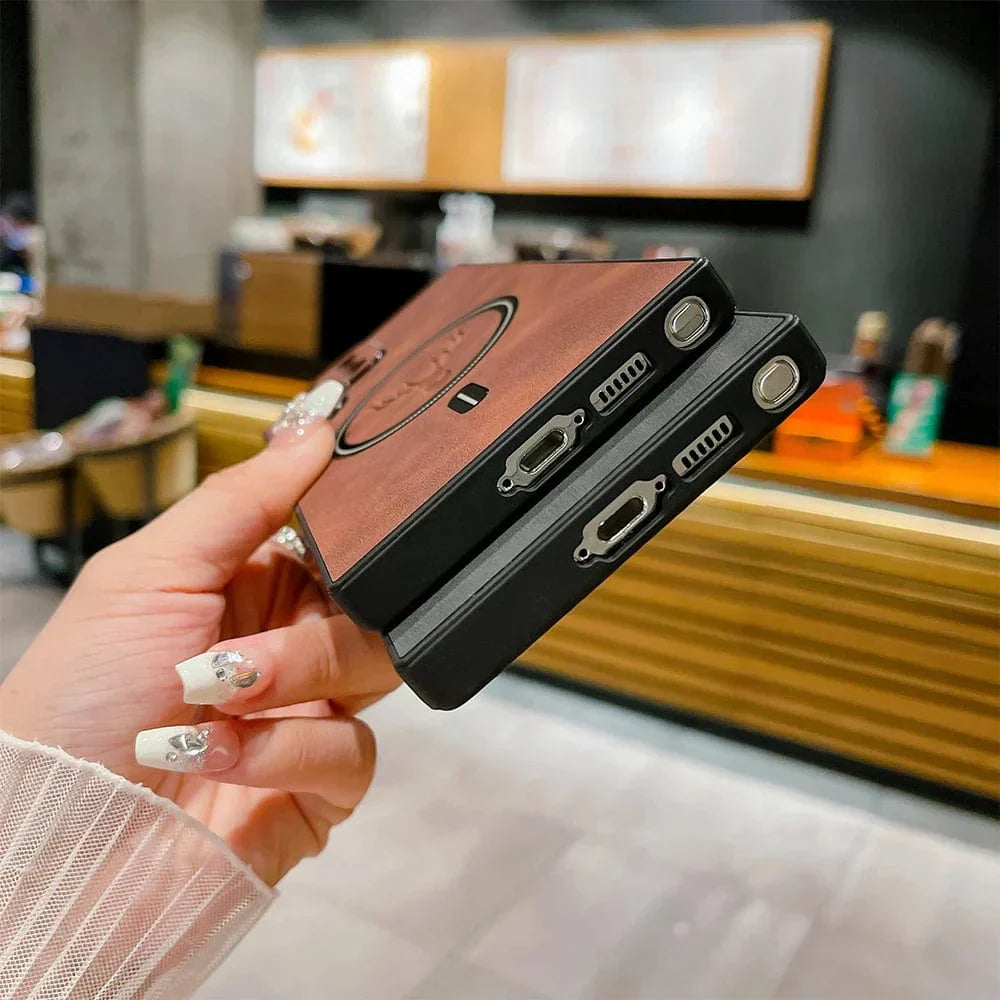 Lisslune | Leather Case for Samsung Phone | Magnetic Wireless Charging Case