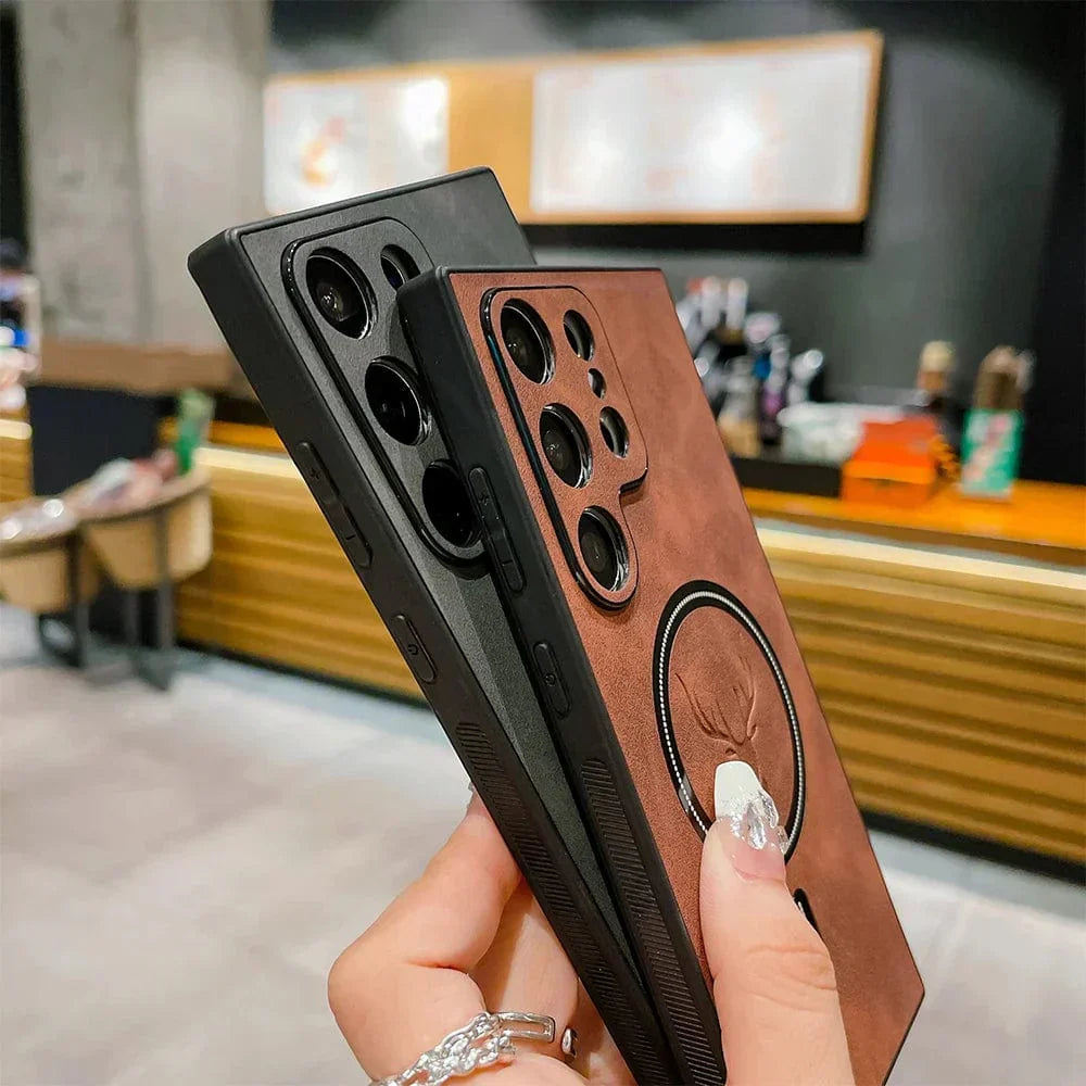 Lisslune | Leather Case for Samsung Phone | Magnetic Wireless Charging Case