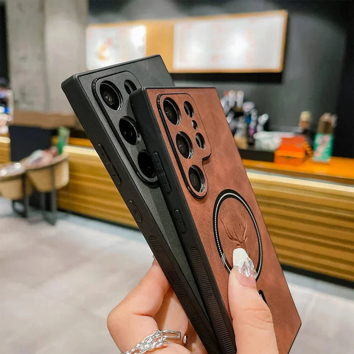 Lisslune | Leather Case for Samsung Phone | Magnetic Wireless Charging Case